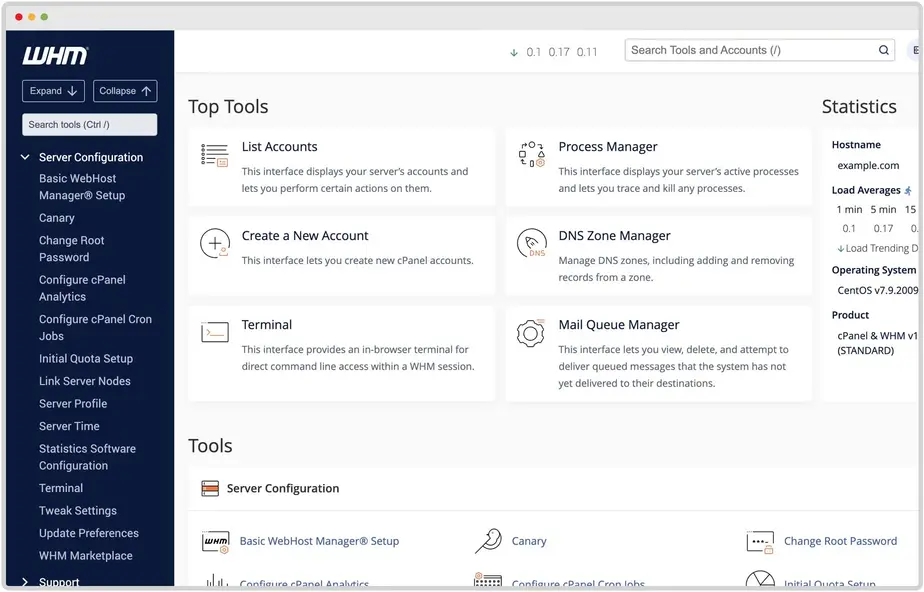 whm-interface cPanel & WHM